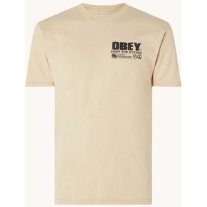 Obey Fight The System T-shirt met logo- en backprint