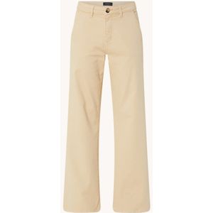 Claudia Sträter Mid waist wide fit chino in biologische katoenblend