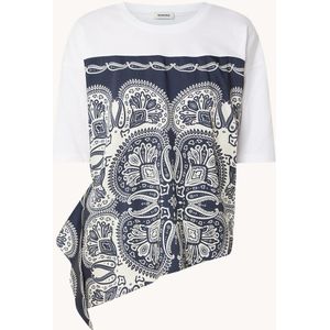 Sandro T-shirt met inzet van satijn en paisley dessin