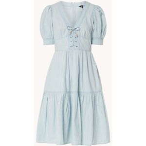 Ralph Lauren Midi jurk met pofmouw en strikdetail