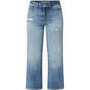Denham Bardot high waist wide leg cropped jeans met destroyed afwerking