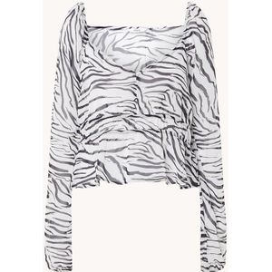 Envii Match crop top met zebraprint en V-hals