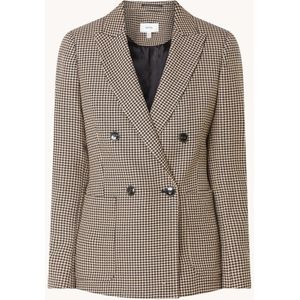 Reiss Ella double-breasted blazer in wolblend met pied-de-poule dessin en opgestikte zakken