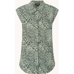 Whistles Diagonal mouwloze top met panterprint