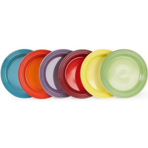 Le Creuset Regenboog ontbijtbord 22 cm set van 6