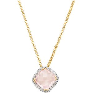 Diamond Point Geelgouden hanger, 1.74 ct roze kwarts, Fiësta