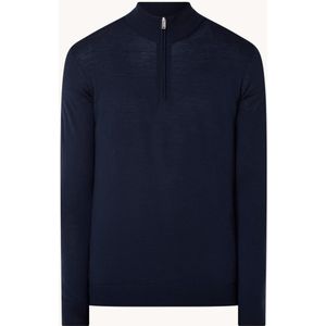 Profuomo Fijngebreide pullover van merino wol met halve rits