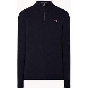 Gant Fijngebreide pullover van wol met halve rits