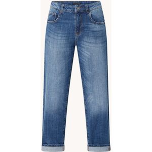 Sisley High waist regular fit cropped jeans met medium wassing