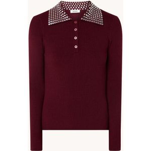 Sandro Ribgebreide top in wolblend met studs