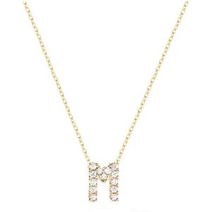 Diamond Point Ketting van geelgoud met 0.03 ct diamant Alphabet