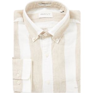 Gant Regular fit overhemd van linnen met streepprint en logoborduring