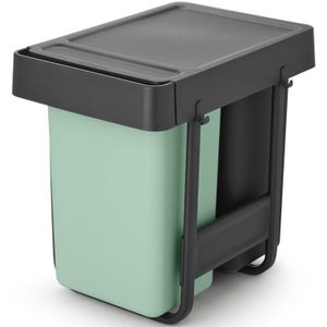 Brabantia Sort & Go Inbouw Prullenbak - 2 x 15 liter - Jade Green en Dark Grey