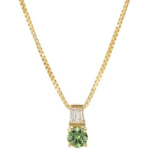 Diamond Point Geelgouden hanger, 0.30 ct groene saffier, Eden