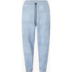 Emporio Armani Tapered fit joggingbroek van chambray met steekzakken