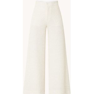 Vanilia High waist wide fit pantalon met tweed-look