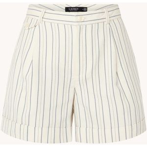Ralph Lauren High waist straight fit korte broek in linnenblend met streepprint