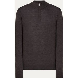 Profuomo Fijngebreide pullover van merino wol met halve rits