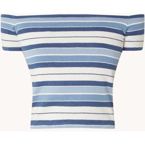 Ralph Lauren Fijngebreide off shoulder top in linnenblend met streepprint