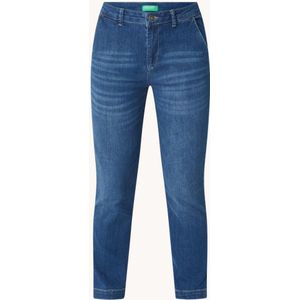 Benetton Mid waist slim fit jeans met verwassen afwerking