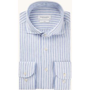 Profuomo Regular fit overhemd van linnen met streepprint