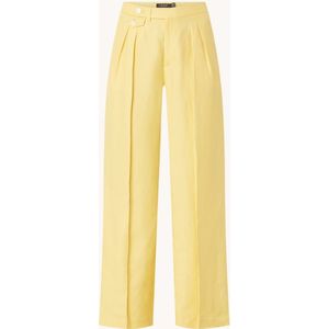 Ralph Lauren Mid waist wide fit pantalon in linnenblend met plooidetail