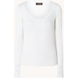 Rosemunde Longsleeve in zijdeblend met structuur en details van kant