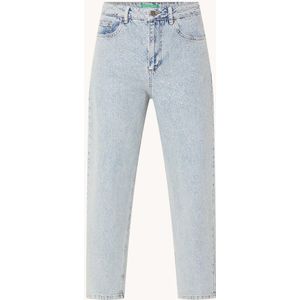 Benetton High waist straight leg cropped jeans met strass