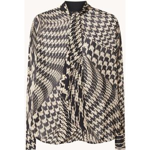 Reiss Cedar semi-transparante blouse met strikkraag en grafische print