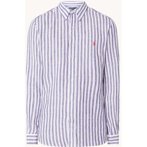 Ralph Lauren Regular fit overhemd van linnen met streepprint en logoborduring