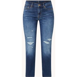 7 For All Mankind Mid waist slim fit cropped jeans met verwassen afwerking