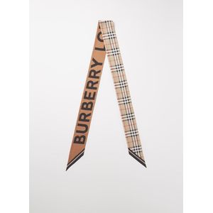 Burberry Sjaal van zijde met ruitdessin en logoprint 180 x 10 cm