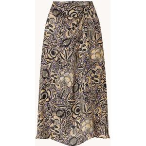 Sessùn Gialla midi rok in zijdeblend met print en plooidetail