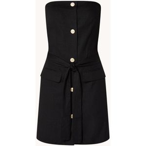 NIKKIE Chia straight fit strapless playsuit in linnenblend met strikceintuur