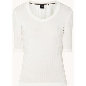 HUGO BOSS Effilie ribgebreid T-shirt in lyocellblend