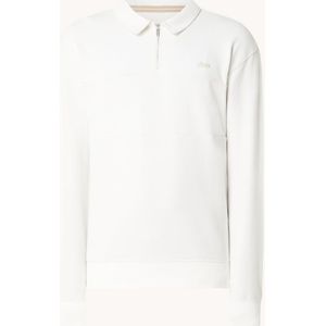 Boggi Milano Sweater in biologische katoenblend met halve rits en logo