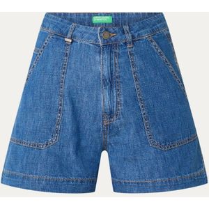 Benetton High waist straight fit korte broek van denim met steekzakken