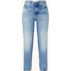Calvin Klein High waist straight leg mom jeans met destroyed afwerking