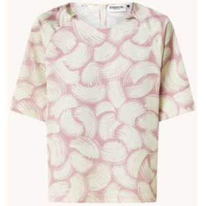 Essentiel Antwerp Fased top van satijn met print