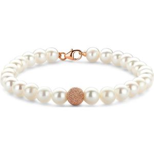 Diamond Point Roségouden armband witte zoetwaterparel Rivièra