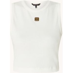 NIKKIE Bundi ribgebreide crop top met logo