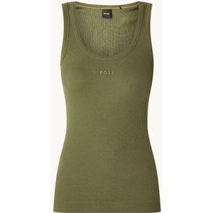 HUGO BOSS Ribgebreide tanktop met logoborduring