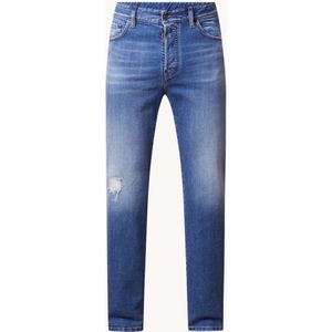 Dsquared2 642 slim fit jeans met medium wassing en destroyed afwerking