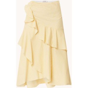 Sandro Midi rok met volant en streepprint