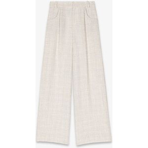 Maje High waist wide fit pantalon met tweed-look en steekzakken