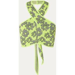 Refined Department Fijngebreide cropped haltertop met bloemenprint