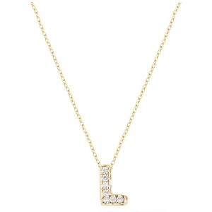 Diamond Point Geelgouden collier 0.02 ct diamant Alphabet