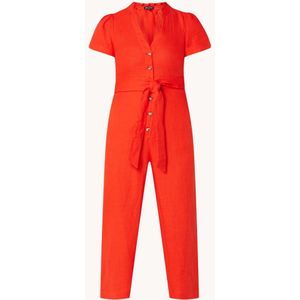 Whistles Straight fit cropped jumpsuit van linnen met strikceintuur