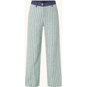 Maje Mid waist wide leg pantalon met tweed-look