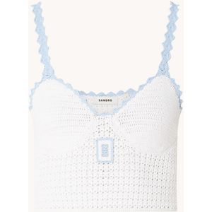 Sandro Grofgebreide crop top met logoborduring